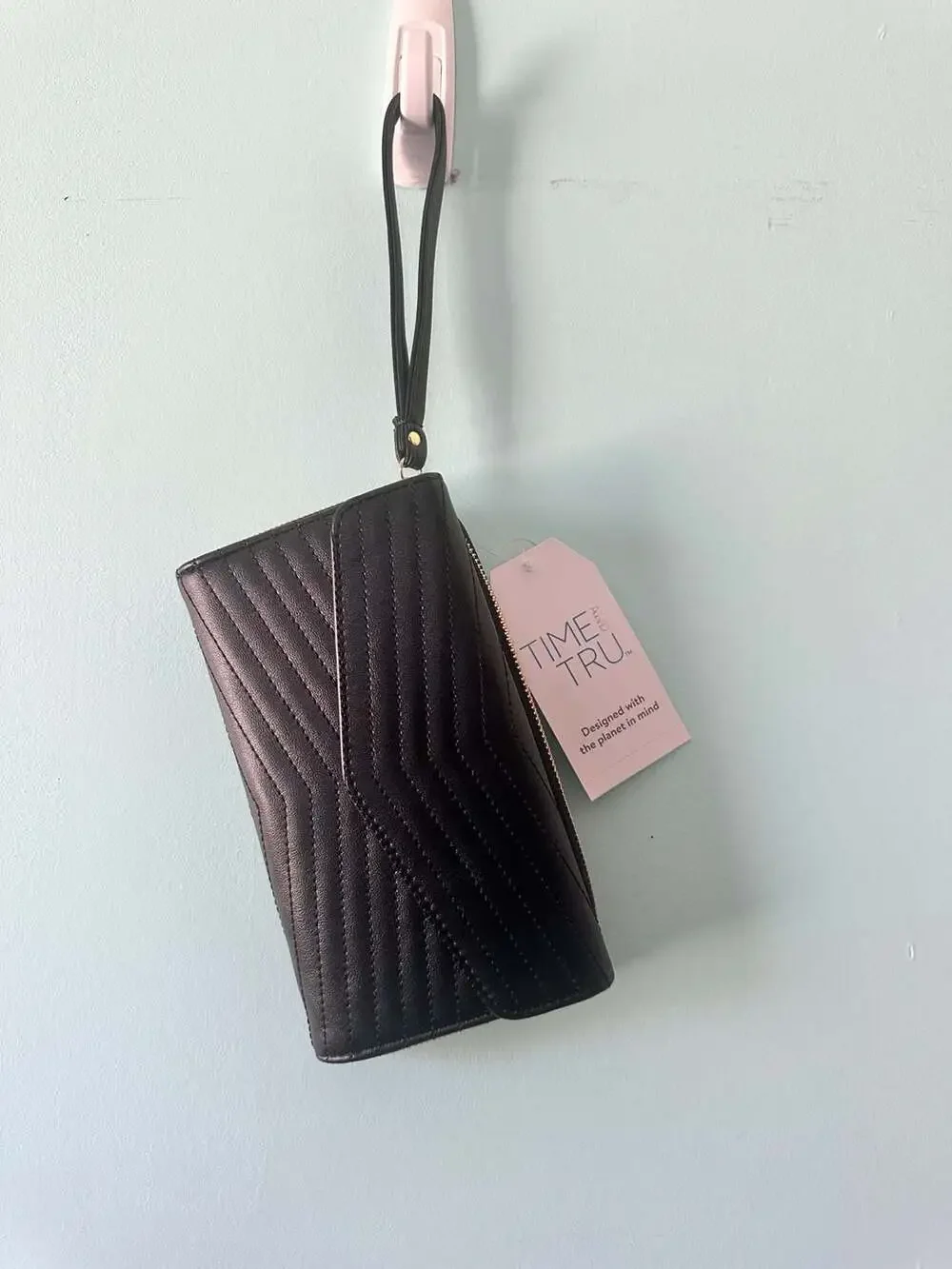 Time And Tru Quilted Black Clutch Wallet